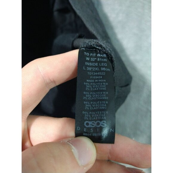 ASOS Design Dress Pants Mens 32x38 Gray Skinny Tapered Leg Mid Rise Flat Front - Picture 8 of 9